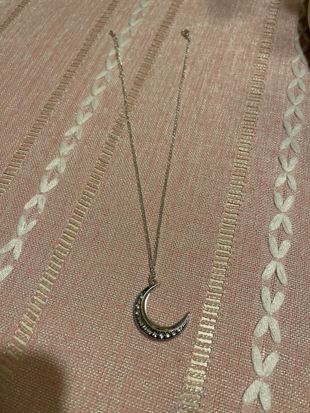 Silver Crescent Moon Pendant Necklace